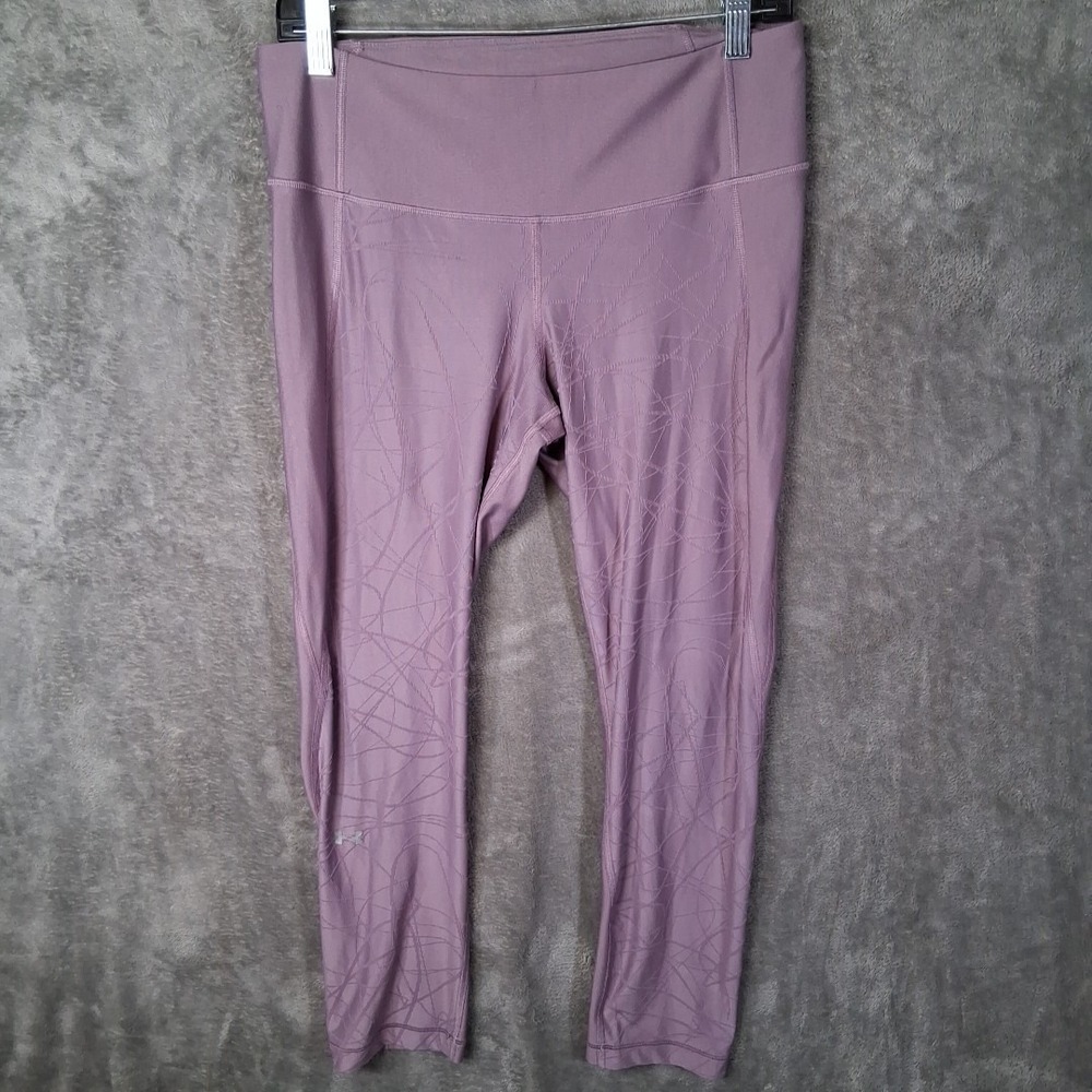 Under Armour Heatgear Capri Leggings Women's Size Large Purpl Geometric Pattern